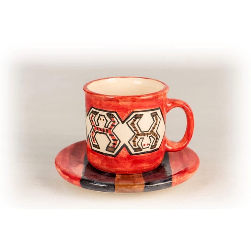 TAZAS CON PLATO PINTADAS A MANO